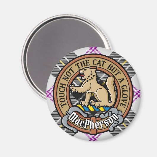 Clan MacPherson Crest over Jurk Tartan Magneet (Voorkant / Achterkant)