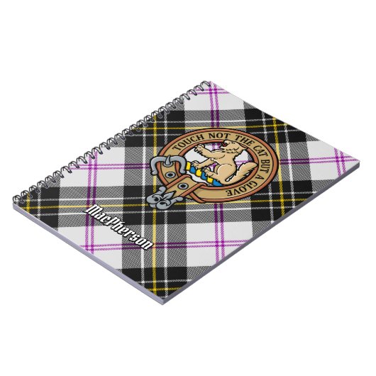 Clan MacPherson Crest over Jurk Tartan Notitieboek (Linkerzijde)