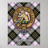Clan MacPherson Crest over Jurk Tartan Poster (Voorkant)