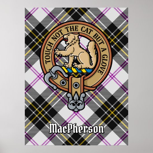 Clan MacPherson Crest over Jurk Tartan Poster (Voorkant)