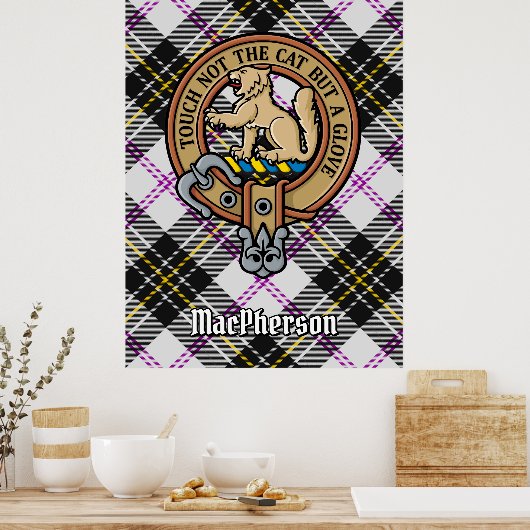 Clan MacPherson Crest over Jurk Tartan Poster (Keuken)