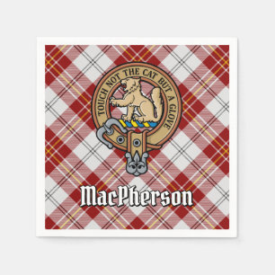 Clan MacPherson Crest over Jurk Tartan Servet