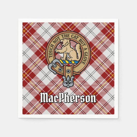Clan MacPherson Crest over Jurk Tartan Servet (Voorkant)