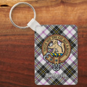 Clan MacPherson Crest over Jurk Tartan Sleutelhang Sleutelhanger (Voorkant)