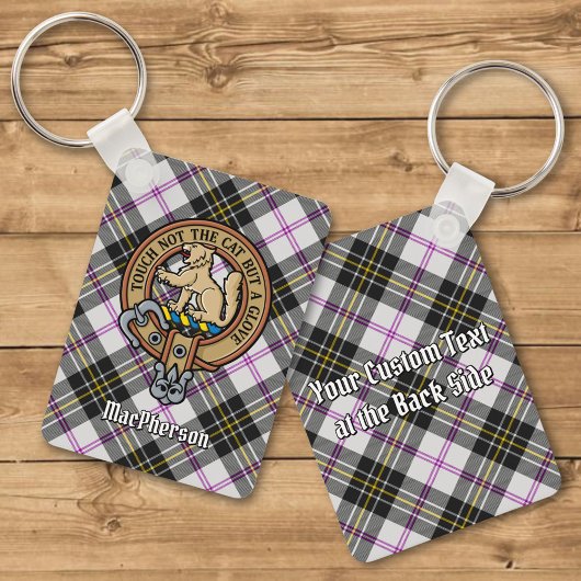 Clan MacPherson Crest over Jurk Tartan Sleutelhang Sleutelhanger