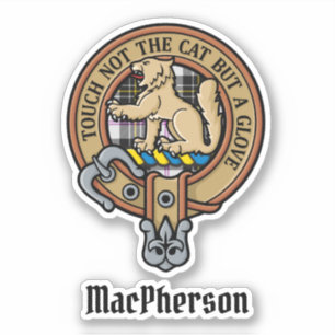 Clan MacPherson Crest over Jurk Tartan Sticker