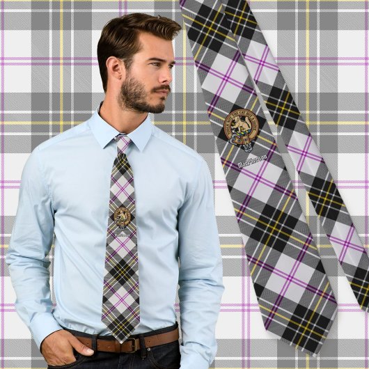 Clan MacPherson Crest over Jurk Tartan Stropdas