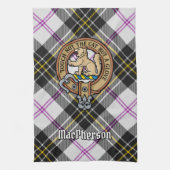 Clan MacPherson Crest over Jurk Tartan Theedoek (Verticaal)