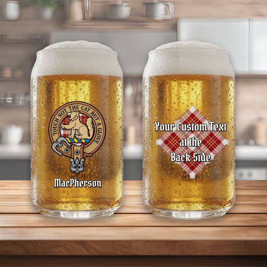 Clan MacPherson Crest over rode jurk Tartan Blikvorm Glas