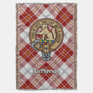 Clan MacPherson Crest over Rode Jurk Tartan Deken