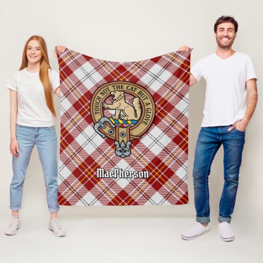 Clan MacPherson Crest over rode jurk Tartan Fleece Deken (In situ)