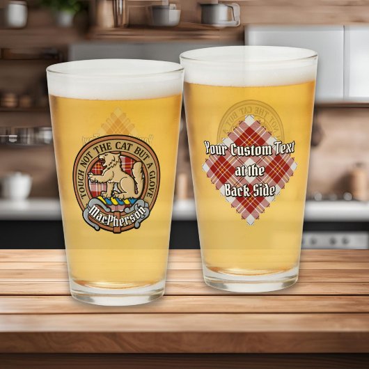 Clan MacPherson Crest over rode jurk Tartan Glas