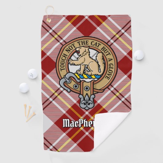 Clan MacPherson Crest over rode jurk Tartan Golfhanddoek (Insitu)
