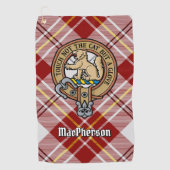 Clan MacPherson Crest over rode jurk Tartan Golfhanddoek (Voorkant)