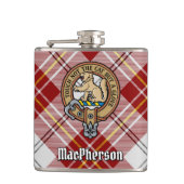 Clan MacPherson Crest over rode jurk Tartan Heupfles (Voorkant)