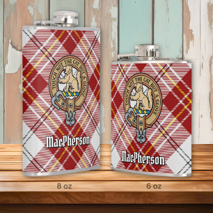 Clan MacPherson Crest over rode jurk Tartan Heupfles