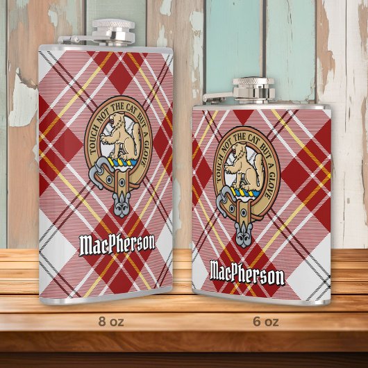 Clan MacPherson Crest over rode jurk Tartan Heupfles