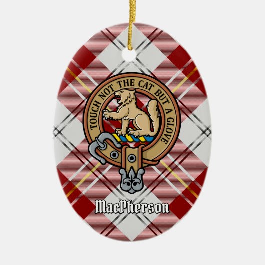Clan MacPherson Crest over rode jurk Tartan Keramisch Ornament (Voorkant)