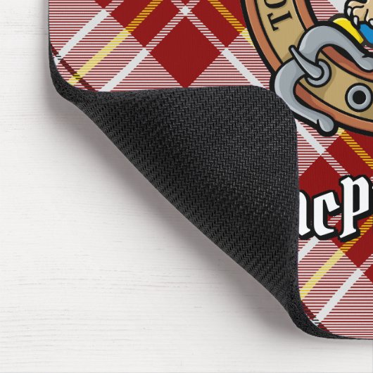 Clan MacPherson Crest over rode jurk Tartan Muismat (Hoek)