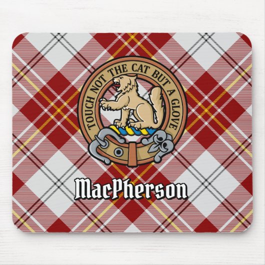 Clan MacPherson Crest over rode jurk Tartan Muismat (Voorkant)