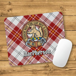 Clan MacPherson Crest over rode jurk Tartan Muismat