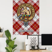 Clan MacPherson Crest over rode jurk Tartan Poster (Thuiskantoor)