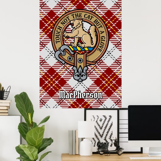 Clan MacPherson Crest over rode jurk Tartan Poster (Thuiskantoor)