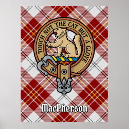 Clan MacPherson Crest over rode jurk Tartan Poster
