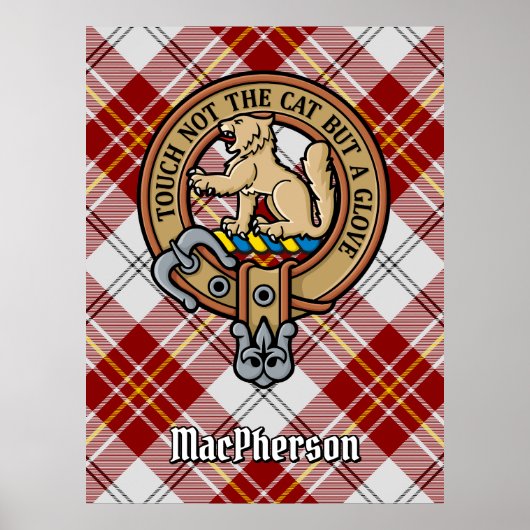 Clan MacPherson Crest over rode jurk Tartan Poster (Voorkant)