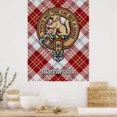 Clan MacPherson Crest over rode jurk Tartan Poster (Keuken)