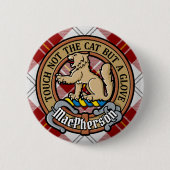 Clan MacPherson Crest over rode jurk Tartan Ronde Button 5,7 Cm (Voorkant)