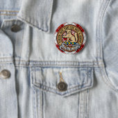 Clan MacPherson Crest over rode jurk Tartan Ronde Button 5,7 Cm (In situ)