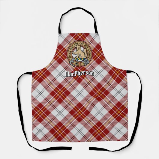 Clan MacPherson Crest over rode jurk Tartan Schort (Voorkant)