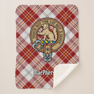 Clan MacPherson Crest over rode jurk Tartan Sherpa Deken