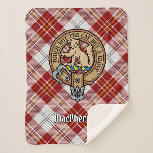 Clan MacPherson Crest over rode jurk Tartan Sherpa Deken (Voorkant)