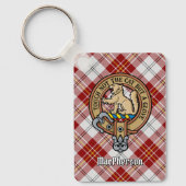Clan MacPherson Crest over rode jurk Tartan Sleutelhanger (Voorkant)