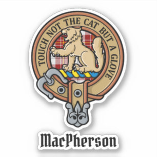 Clan MacPherson Crest over rode jurk Tartan Sticker