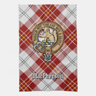 Clan MacPherson Crest over rode jurk Tartan Theedoek