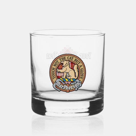 Clan MacPherson Crest over rode jurk Tartan Whisky Glas (Voorkant)