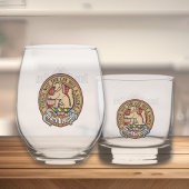 Clan MacPherson Crest over rode jurk Tartan Whisky Glas
