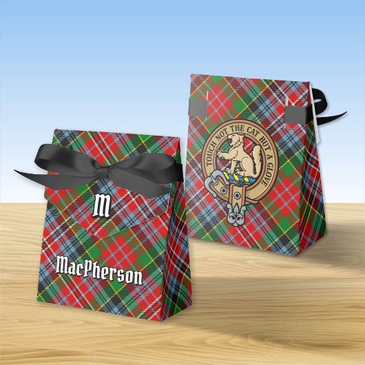Clan MacPherson Crest over Tartan Bedankdoosjes