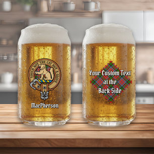 Clan MacPherson Crest over Tartan Blikvorm Glas