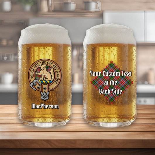 Clan MacPherson Crest over Tartan Blikvorm Glas