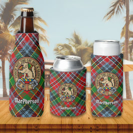 Clan MacPherson Crest over Tartan Bottle Cooler