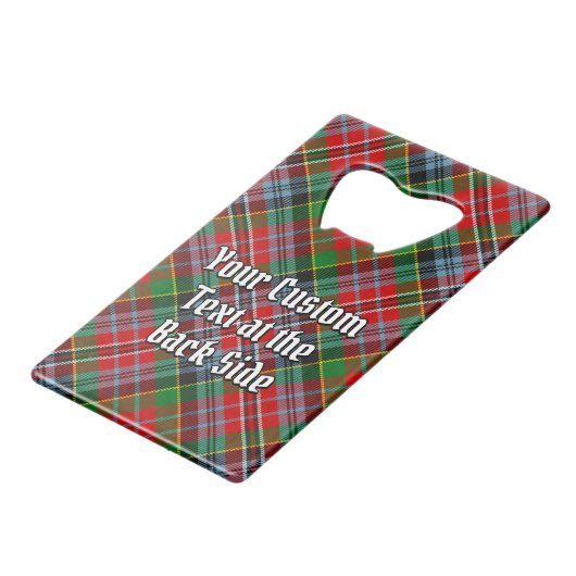 Clan MacPherson Crest over Tartan Creditkaart Flessenopener (Achterkant Gekanteld)