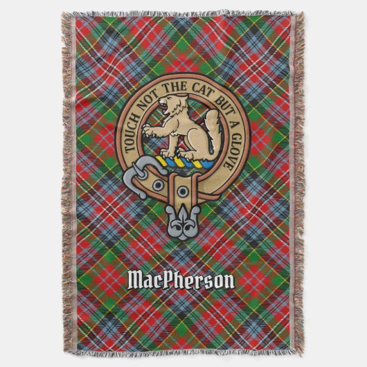 Clan MacPherson Crest over tartan Deken (Voorkant Verticaal)