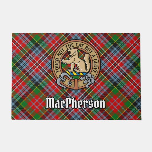 Clan MacPherson Crest over Tartan Deurmat (Voorkant)
