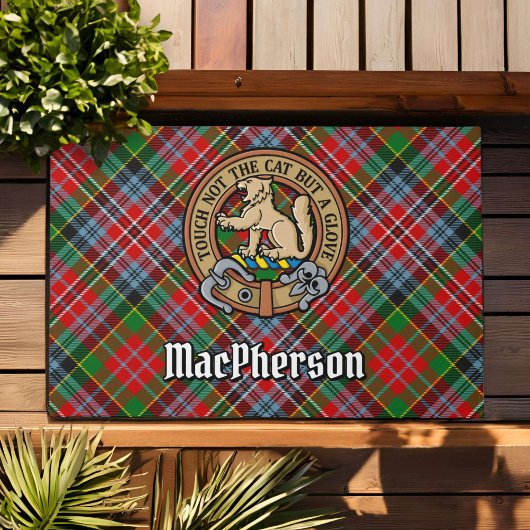Clan MacPherson Crest over Tartan Deurmat