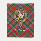 Clan MacPherson Crest over Tartan Fleece Deken (Voorkant)