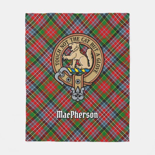 Clan MacPherson Crest over Tartan Fleece Deken (Voorkant)